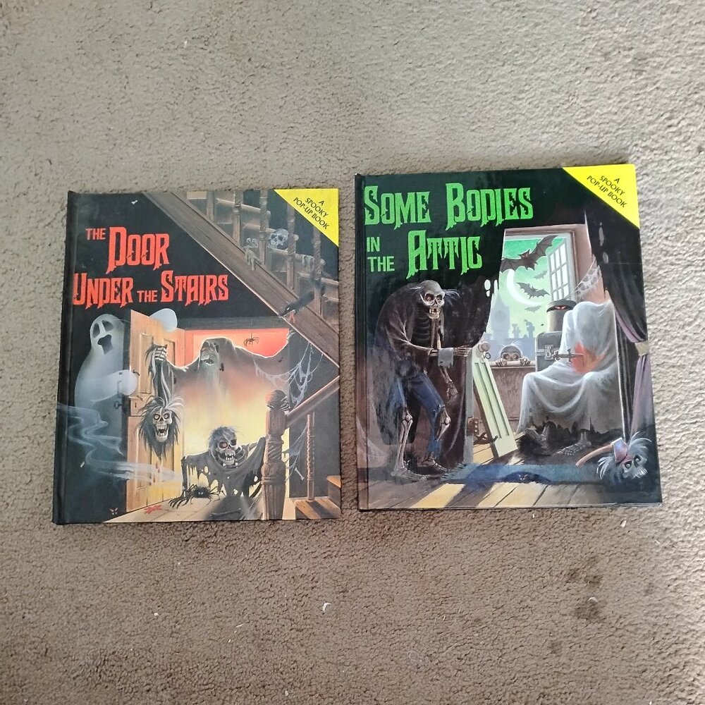 2  Pop-Up Kids Horror Books The Door Under The Stairs Some Bodies In The Attic